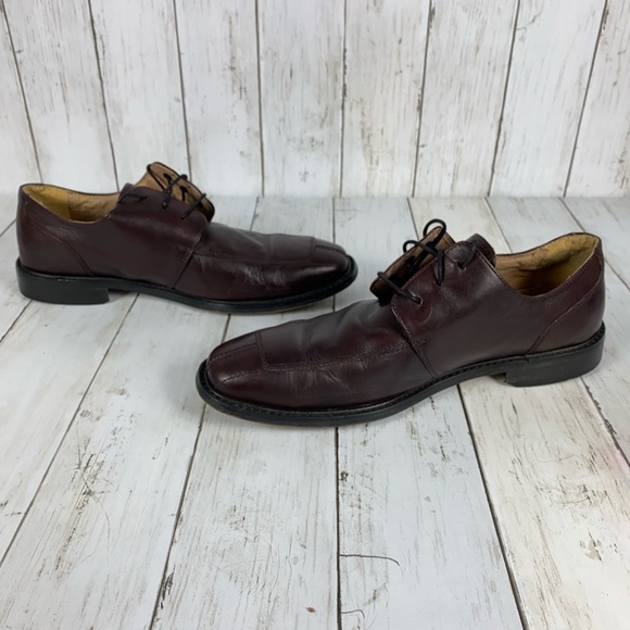 Florsheim Mens Size 10 D Burgundy Leather Oxfords Split Toe Lace Up Shoes - Picture 3 of 11